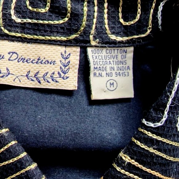 New Direction Embroidered Jacket Blazer Black Gold Silver OVERSIZED - Picture 4 of 5